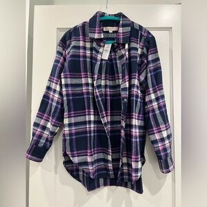 NWT! LOFT Flannel Tunic Shirt, size S (fits S/M)